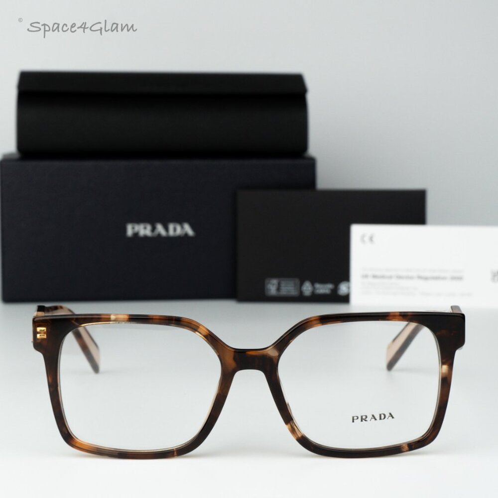 Prada Men Eyeglasses Havana Caramel Demo Square PRB03V 07R1O1 NEW AUTHENTIC